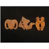 Image 1 : 3 FORGED IRON FIRST NATIONS DECORATIVE PLAQUES, WITH BIRD, MOUNTAIN GOAT, AND OWL DESIGNS, EACH