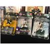 Image 2 : COLLECTION OF BRETT FAVRE MEMORABILIA INC. 7 ACTION FIGURES IN ORIGINAL PACKAGING AND 2 FRAMED,