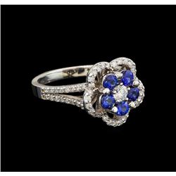 14KT White Gold 0.95 ctw Sapphire and Diamond Ring