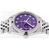 Image 6 : Rolex Mens Stainless Steel Diamond Lugs Purple Diamond & Ruby Datejust Wristwatc
