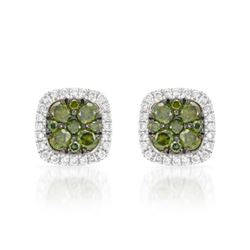 14k White Gold 0.50CTW Diamond and Green Dia Earrings, (SI/H)