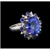Image 1 : 14KT White Gold 9.22 ctw Tanzanite, Sapphire and Diamond Ring