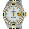 Image 2 : Rolex Ladies 2 Tone White Diamond & Emerald Datejust Wristwatch