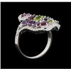 Image 4 : 14KT White Gold 5.32 ctw Multi Gemstone Ring