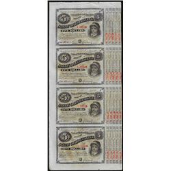 Uncut Sheet of (4) State of Louisiana Baby Bond Obsolete Notes