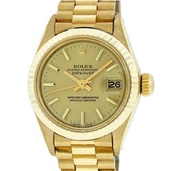 Rolex Ladies 18K Yellow Gold Champagne Index Datejust President Wristwatch