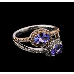 1.34 ctw Tanzanite and Diamond Ring - 14KT Two-Tone Gold