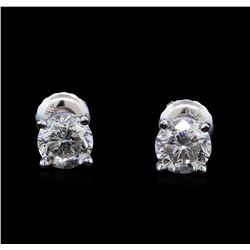 1.01 ctw Diamond Stud Earrings - 14KT White Gold