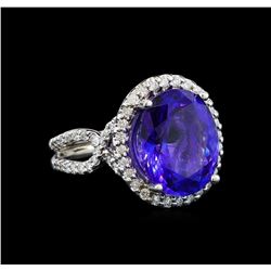 GIA Cert 8.82 ctw Tanzanite and Diamond Ring - 14KT White Gold