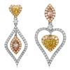 Image 1 : 18k Three Tone Gold 1.84CTW Diamond Earrings, (SI2/SI1/Pink/G/Fancy Yellow)