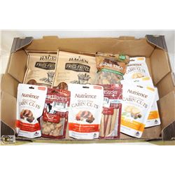 FLAT OF ASSORTED DOG TREATS INCL SMART BONE, WHOLE