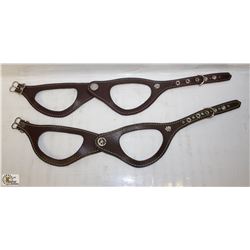 LOT OF 2 HANDMADE LEATHER DOG HARNESSES SIZE MED.