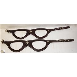 LOT OF 2 HANDMADE LEATHER DOG HARNESSES SIZE LG.