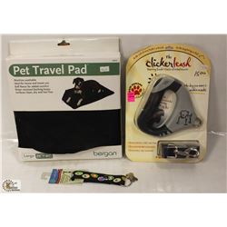 LARGE BERGAN PET TRAVEL PAD & THE CLICKER LEASH W/