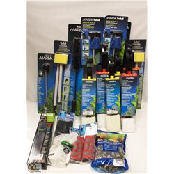 BOX OF ASSORTED AQUARIUM CLEANING DEVICES INCL