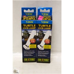 LOT OF 2 EXOTERRA TURTLE UVB LAMPS 13 WATT