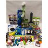 LARGE BOX OF ASSORTED CAT TOYS, CATNIP, LITTER