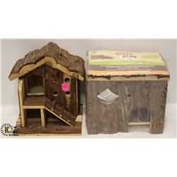 LOT OF 2 SMALL ANIMAL WOODEN HOMES.