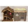 LOT OF 2 SMALL ANIMAL WOODEN HOMES.