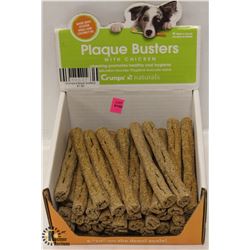 BOX OF CRUMPS PLAQUE BUSTERS DOG TREATS.
