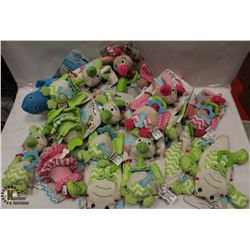 BOX OF ASSORTED DOG TOYS.