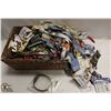Image 1 : BASKET OF ASSORTED BELTS, LEASH LINKS, COLLARS,