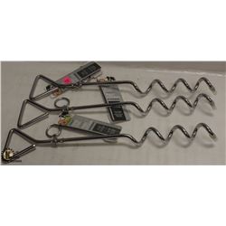 LOT OF 3 CORK SCREW TIE OFF STAKES.