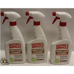 3 BOTTLES OF NATURES MIRACLE HARD FLOOR CLEANER.