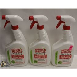 3 BOTTLES OF NATURES MIRACLE STAIN AND ODOR