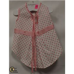 WHITE & PINK POLKA DOT PET DRESS SIZE MEDIUM.