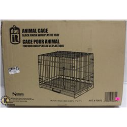 DOGIT ANIMAL CAGE, BLACK FINISHED WITH PLASTIC