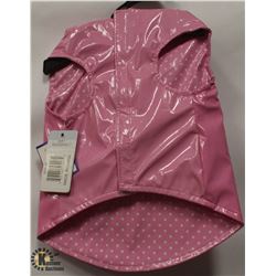 PINK PET RAIN JACKET SIZE MEDIUM.