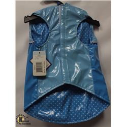 BLUE PET RAIN JACKET SIZE LARGE.