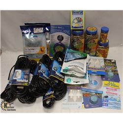 BOX OF ASSORTED AQUARIUM PIECES AND ACCESSORIES
