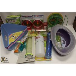 LARGE BOX OF SMALL ANIMAL ACCESSORIES INCL