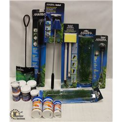 LOT OF ASSORTED AQUARIUM PRODUCTS INCL GLASS