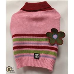 PINK STRIPED PET SWEATER SIZE SMALL.