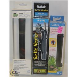 LOT OF 3 ASSORTED AQUARIUM HEATERS