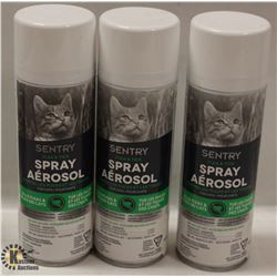 3 CANS OF SENTRY FLEA & TICK SPRAY FOR CATS