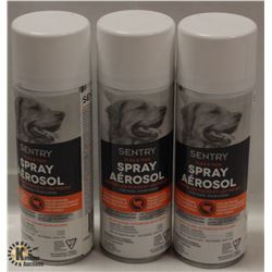 3 CANS OF SENTRY FLEA & TICK SPRAY FOR DOGS