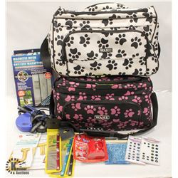 2 WAHL PET THEMED ZIPPER BAGS WITH ACCESSORIES
