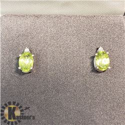 SILVER PERIDOT DIAMOND EARRINGS