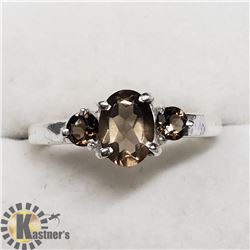 SILVER SMOKY QUARTZ RING