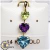 Image 1 : 14K YELLOW GOLD PERIDOT AMETHYST TOPAZ PENDANT