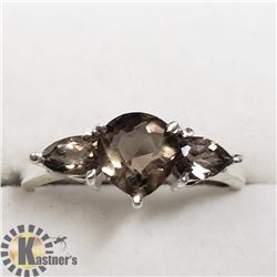 SILVER SMOKY QUARTZ RING
