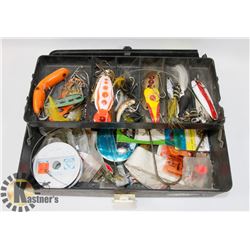 VINTAGE OLD PAL FISHING TACKLE BOX WITH CONTENTS