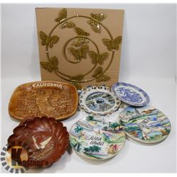 BOX OF ESTATE WALL HANGING/DECORATIVE ITEMS AND