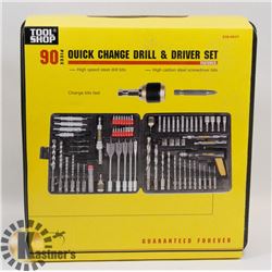 NEW 90 PIECE QUICK CHANGE DRILL & DRIVER SET/WITH