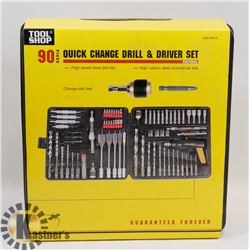 NEW 90 PIECE QUICK CHANGE DRILL & DRIVER SET/WITH