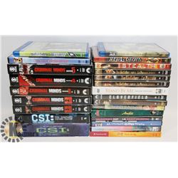 BOX OF DVDS INCL CRIMINAL MINDS SEASON SETS, CSI